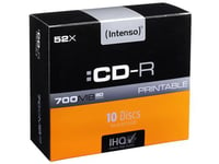Intenso - 10 x CD-R - 700 Mo (80 min) 52x - surface imprimable par jet d'encre - boîtier CD étroit