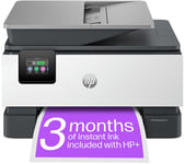 HP OfficeJet 9120e All-in-One Wireless Inkjet Printer with Fax & Instant Ink with HP, White,Silver/Grey