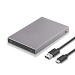 SSK Aluminum 2.5" Hard Drive Enclosure USB C 3.1/3.2 Gen2 6Gbps External HDD Caddy Adapter Reader with UASP for 2.5inch 7/9.5mm SATA HDD/SSD Compatible with WD Seagate PS4/5 Xbox ect.