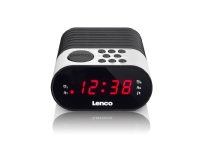 Lenco CR-07, Klockradio, FM, PLL, LED, Svart, Vit, 3 V, AC/Batteri