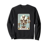 Tarot Card Justice Halloween Skeleton Gothic Magic Sweatshirt