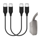 Geekria Type-C Charger Cable for Söny WH-1000XM4, WH-1000XM3, WH-XB900N, WH-CH710N, WH-H810, WH-CH510, WH-XB700 Headphones/USB-C to USB-C Charging Cord (Black 2Pack 1FT)