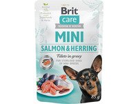 Brit Care Mini w/Salmon+Herring steril. fillets in gravy 85g - (24 pk/ps)