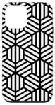 Coque pour iPhone 12 mini White Black Geometric Lined Hexagon Honeycomb Pattern