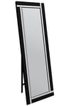 MirrorOutlet Frameless Black and Mirror Double Bevel Free Standing Cheval Dress Mirror 5ft7 x 1f11 170cm x 58cm YC125