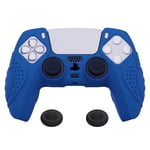 eXtremeRate PlayVital Guardian Edition Blue Ergonomic Soft Anti-slip Controller Silicone Case Cover for ps5, Rubber Protector Skins with Black Joystick Caps for ps5 Controller