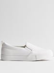 New Look White Leather-look Slip On Trainers, White, Size 5, Women
