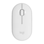 Logitech Pebble Cobblestone Shape Thin 3-keys 1000DPI Mute Wireless Bluetooth Optical Mouse, Wireless Range: 10m (White)