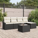 Trädgårdsssofa Set Set om 6 Svart Rotting Utomhussoffa
