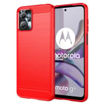 Motorola Moto G13 / G23 Brushed Carbon Fiber Plast Deksel - Rød