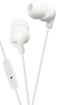 JVC In Ear Headphones Sweat Proof Earphones with Built-In Remote and Mic for Call Handling, White