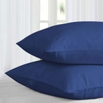 Pair Of Blue Pillow Covers Hotel Quality 100% Poly Cotton Pillow Cases (Blue, 2 Pillow Cases)