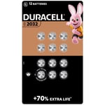 CR 2032 Duracell Battery 70% Extra Life Lithium Coin Ring Size Pack 12 Batteries