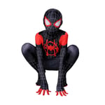 FSMJY Spiderman Cosplay Kids Adult 3D Print Full Body Spiderman Miles Morales Jumpsuit Bodysuit For Halloween Carnival Party Birthday Gift,Miles-140~150cm