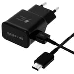 Chargeur Samsung Galaxy S8 Charge Rapide AFC 2A NOIR + cable 120cm TYPE C