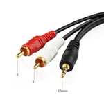 3.5mm to 2RCA Cable Twin Phono to Jack Audio Stereo Lead Aux GOLD Red White 1.5m