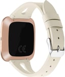 NeatCase Bands compatible with Fitbit Versa Watch Strap, Top Genuine Leather Smart Watch Band (Beige)