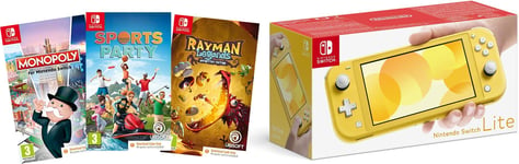 Nintendo Switch Lite - Yellow + Sports Party (Code in Box) + Rayman Legends (Code in Box) + Monopoly (Code In Box)