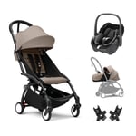 Stokke® YOYO³ 3 i 1 Barnvagn taupe inklusive MAXI COSI babyskydd Pebble 360 Essential Black