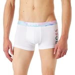 BOSS Mens Trunk Pride Stretch-Cotton Trunks with Multi-Coloured Artwork White