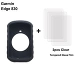 1 étui et 3 films de protection d'écran pour Garmin,compatible avec les modèles Edge 130 plus 520 530 540 830 840 1000 1030 1040 Explore 520 Plus et GPS - Type 830 Tempered Film