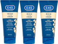E45 Rich Moisturising Body Cream 200ml  x 3