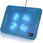 KLIM Serenity + Refroidisseur PC Portable - 11" à 15.6" + pour Mini et Petits PC + Grille en Métal Stable et Solide + Support Ventilé Silencieux + (Bleu)
