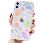 ROSEHUI Compatible with iPhone 7 iPhone 8 iPhone SE2020 Case Clear Cute Sparkly Star Glitter Design for Women Girls Soft TPU Shockproof Silicone Protective Cases for iPhone 7 iPhone 8 iPhone SE2020 White