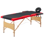 vidaXL Hopfällbar massagebänk 2 sektioner trä svart och röd 110206
