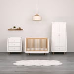 Snuz Snuzkot Skandi Cot Bed Nursery Furniture Set-White & Natural
