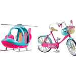 Barbie Helicopter, Pink and Blue with Spinning Rotor, for 3 to 7 Year Olds​ - Amazon Exclusive & ESTATE Bike, Working Pedals and Wheels, Basket with Removable Pink Flowers, DVX55