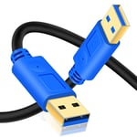 Hanprmeee USB 3.0 A to A Male Cable 3 M,USB to USB Cable USB Male to Male Cable Double End USB Cord with Gold-Plated Connector for Hard Drive Enclosures, DVD Player, Laptop Cooler (10Ft/3M,Blue)