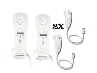 2X WII BUILT IN MOTION PLUS REMOTE CONTROLLER AND NUNCHUCK + SILICON +HAND STRIP