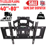 Dual Arm TV LCD Monitor Wall Mount Bracket Articulating Up Down In Out Swivel UK