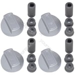 4 X Bosch Universal Universal Cooker/Oven/Grill Control Knob And Adaptors Silver