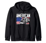 Trucker American Flag Truck Driver Shirt Truck Driver Zip Hoodie