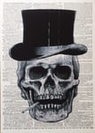 Parksmoonprints A3 Skull Top hat Skeleton Vintage Dictionary Wal Art Page Print Picture Gothic