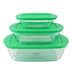 Pyrex 3 Cook & Store Dishes Plus 3 Lids Temp resistant from -40 to -300 Degrees