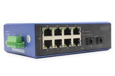 Industrial 8+2 -Port Gigabit Ethernet PoE Switch 8 Port GE PoE RJ45, 2 GE SFP Port
