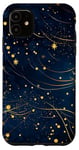 Coque pour iPhone 11 Jolie étoile scintillante bleu nuit dorée