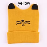 Baby Crochet Cap Wool Knit Hat Cat Beanie Yellow