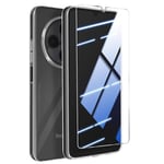 Skyddspaket för Xiaomi Redmi 14C mjukt fodral och härdat glas Mayaxess Transparent Transparent