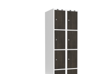 Garderob 2x400 mm Lutande tak 4-styckig pelare Laminatdörr Nocturne trä Cylinderlås