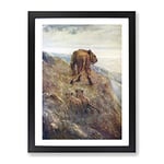 Lion And Cubs By John Macallan Swan Classic Painting Framed Wall Art Print, Ready to Hang Picture for Living Room Bedroom Home Office Décor, Black A3 (34 x 46 cm)
