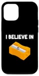 Coque pour iPhone 14 Pro I Believe in Taille-crayons manuel rotatif Pointe graphite