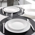 Harena Lined Opal Glass Dinner Set Dinnerware Tableware Plates Microwave Safe Dishwasher Safe Dining Modern (White, 18pc Dinner Set)