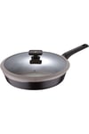 Gastro Cast Aluminium Non-stick Frying Pan with Glass Lid 32cm Brown