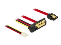 Delock - SATA-kabel - Serial ATA 150/300/600 - 4 pin strömuttag för minimikontakt, SATA (R) rak till SATA-kombination (R) vinklad nedåt - 30 cm