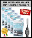 GREY TEPE INTERDENTAL BRUSHES 1.3MM (40 BRUSHES) REMOVES TOOTH PLAQUE
