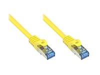 Kabelmeister® Câble patch Ethernet LAN catégorie 6A avec protection des nez d'encliquetage – S/FTP, PiMF, PVC, 500 MHz, sans halogène, compatible 10 Gigabits, jaune, 50 m